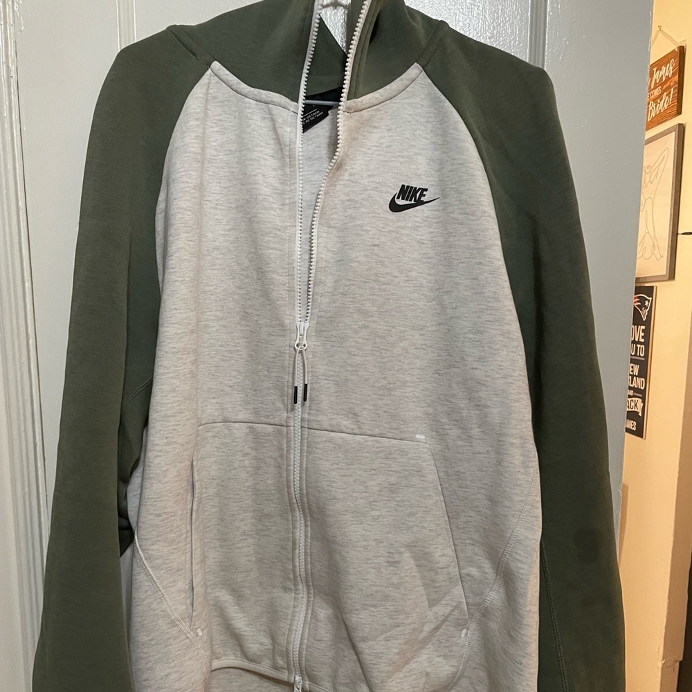 Green and gray tech fleece Nike jacket hoodie